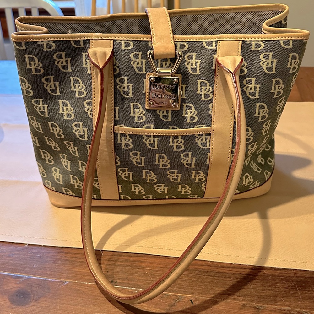 Dooney & Bourke Leather Denim Monogram Tote